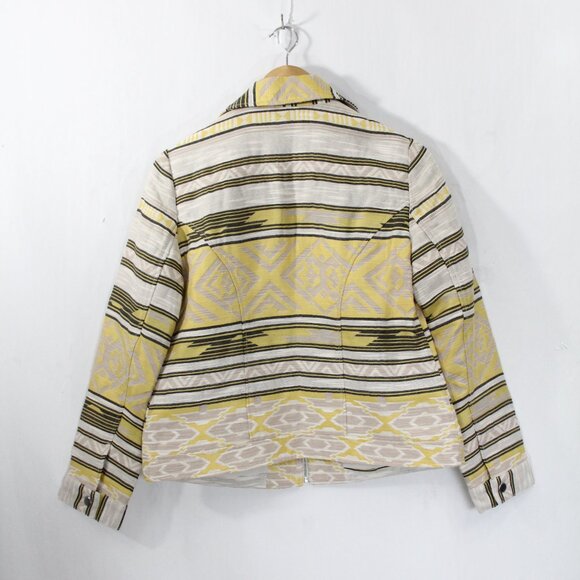 Women Moto Jacket New sz 0 Small Chico's Aztec Print Coat Zipper Jacquard - Picture 3 of 12